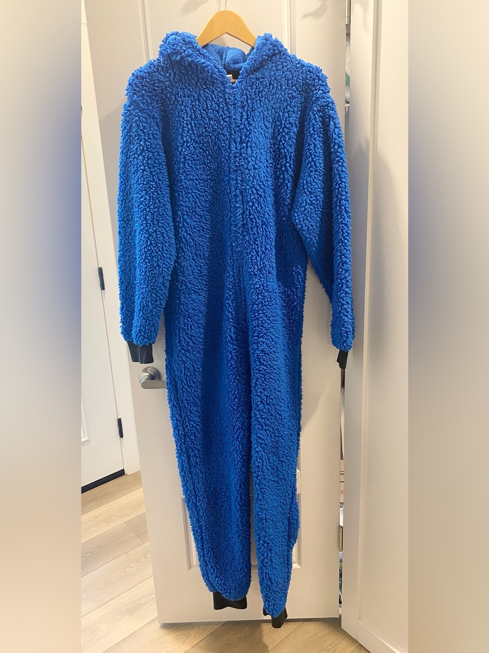 Cookie Monster Costume Adult S/M Sesame Street Spirit Halloween Fuzzy Jumpsuit